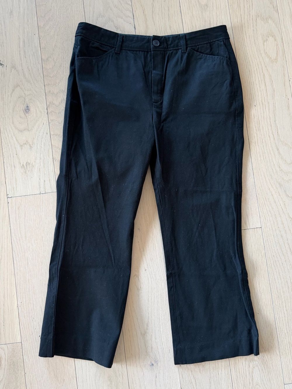 Massimo Dutti Black Wide-Leg Cropped chinos